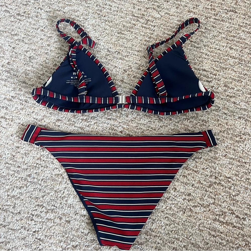 RVCA Striped Red and Black Bikini Set - Picture 4 of 6